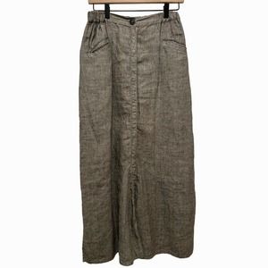 Flax Gray Linen Maxi Skirt Jeanne Engelhart Academia Prairie Boho